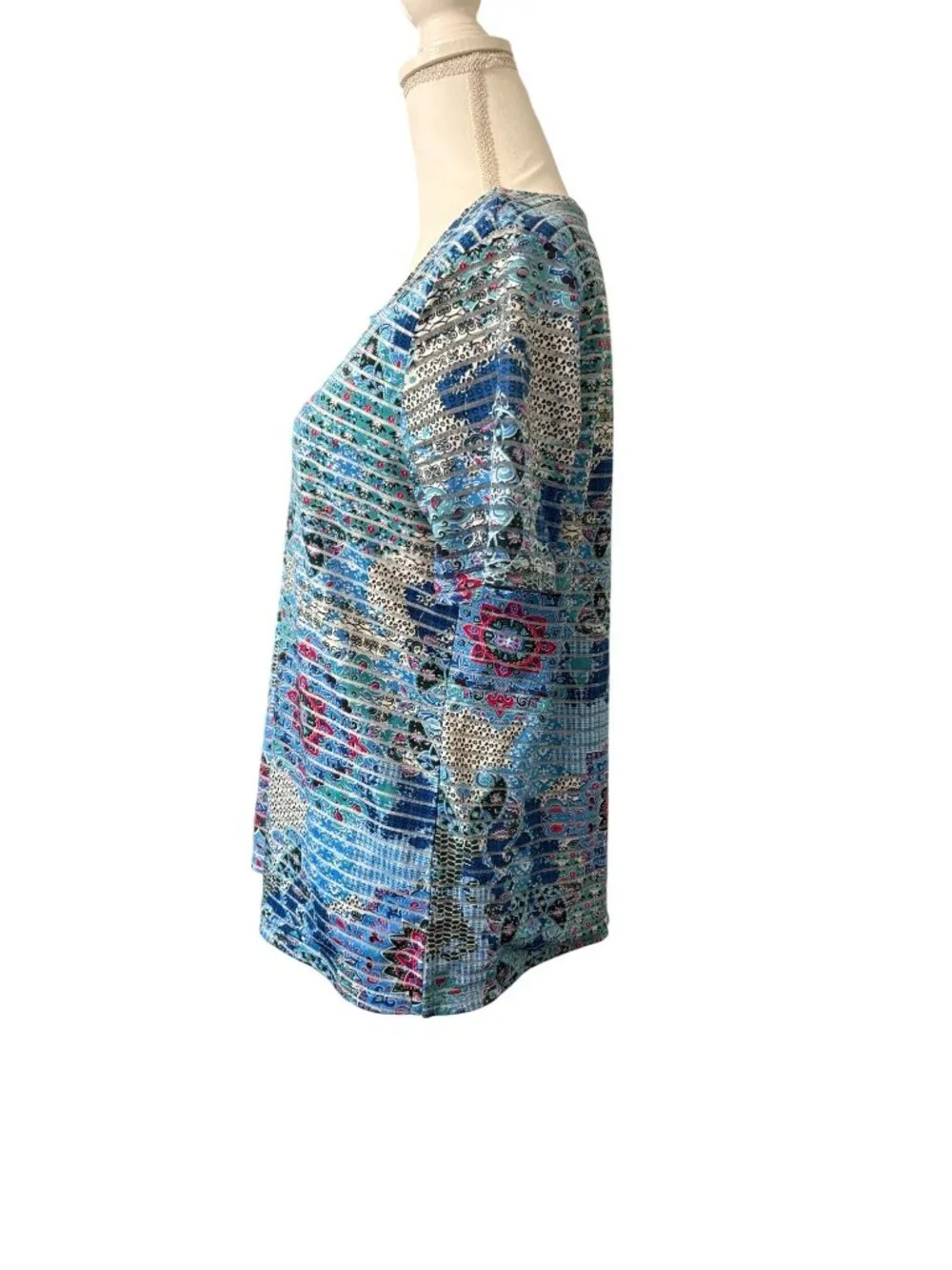 Cathy Daniels Bohemian Multicolor Classic Cottage Short-Sleeve Blouse Womens M - Picture 2 of 9